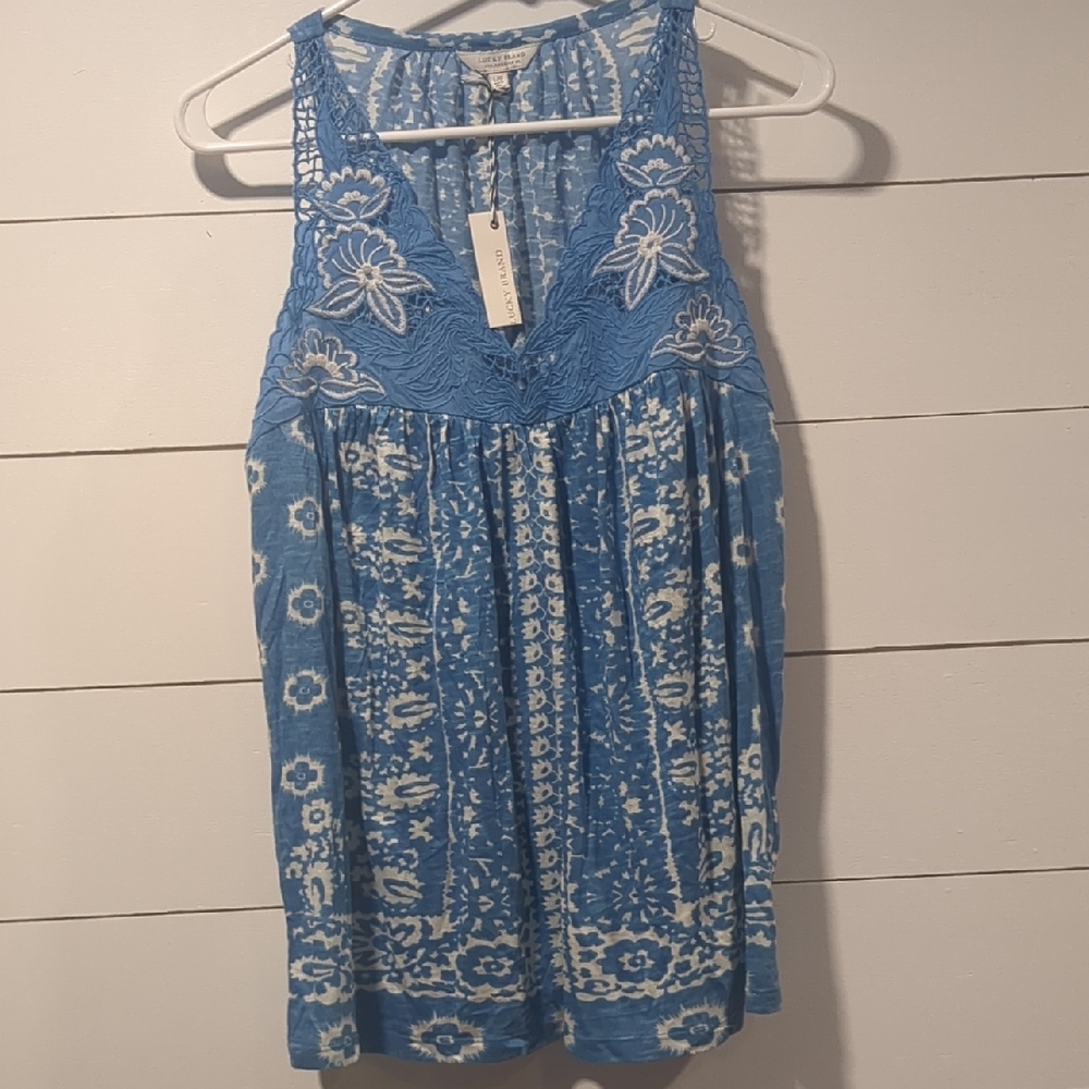 Lucky Brand Blue and White Tank Top